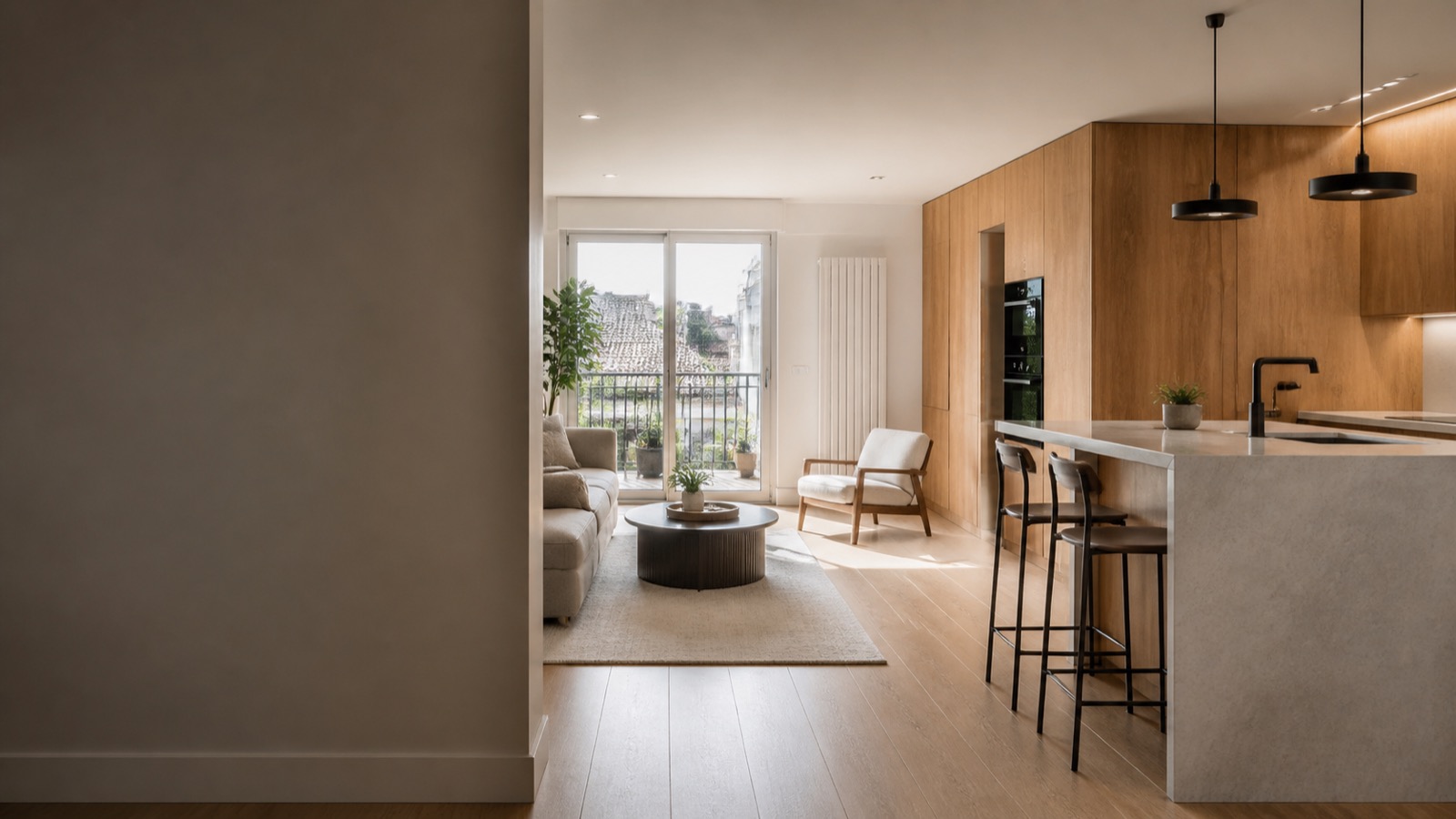 Apartamento reformado con cocina y salón integrados